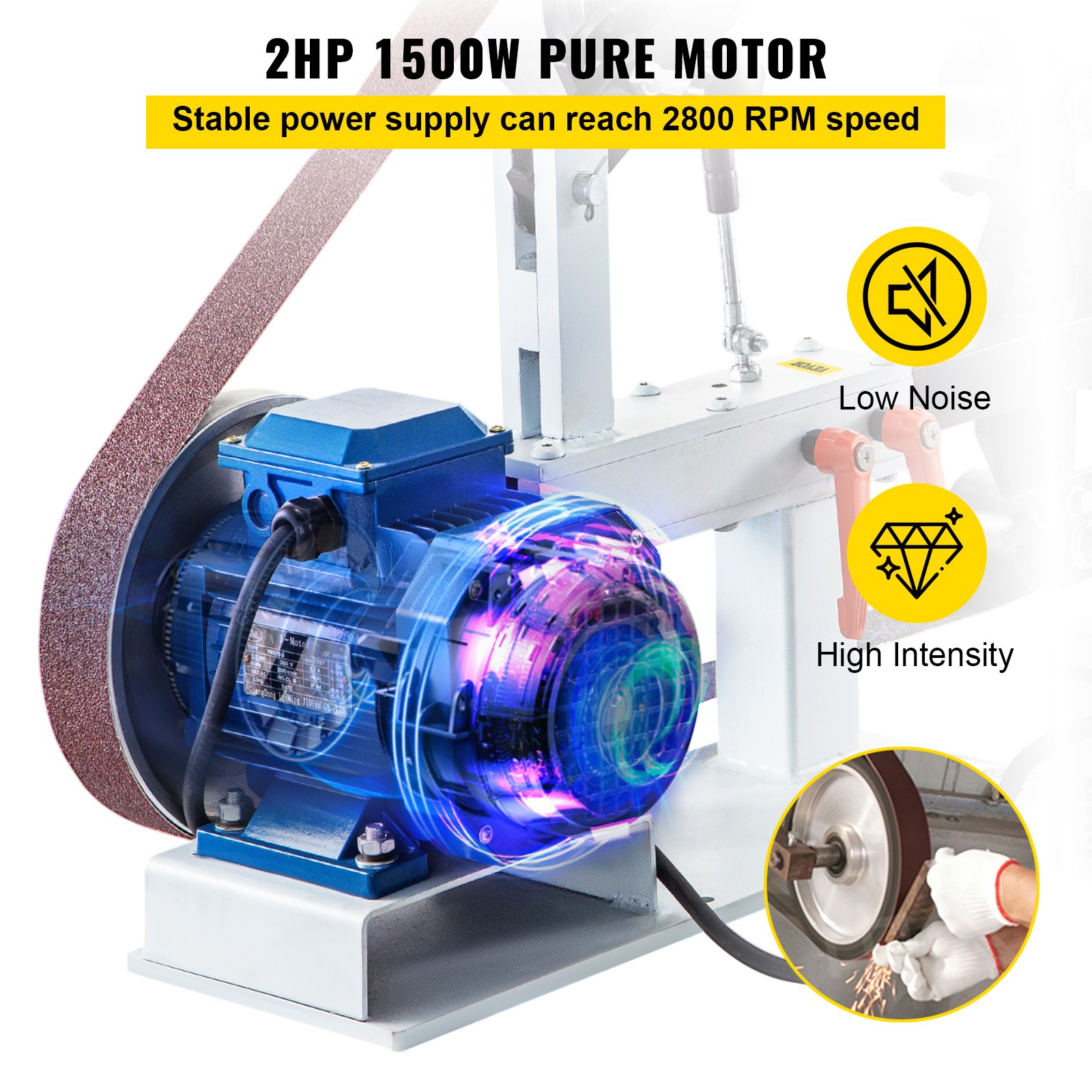 Industrijska tračna i disk brusilica 1500 W – traka 5,08 × 208,28 cm, gumeni disk 30,5 cm, jednofazni ulaz / trofazni izlaz - Slika 4