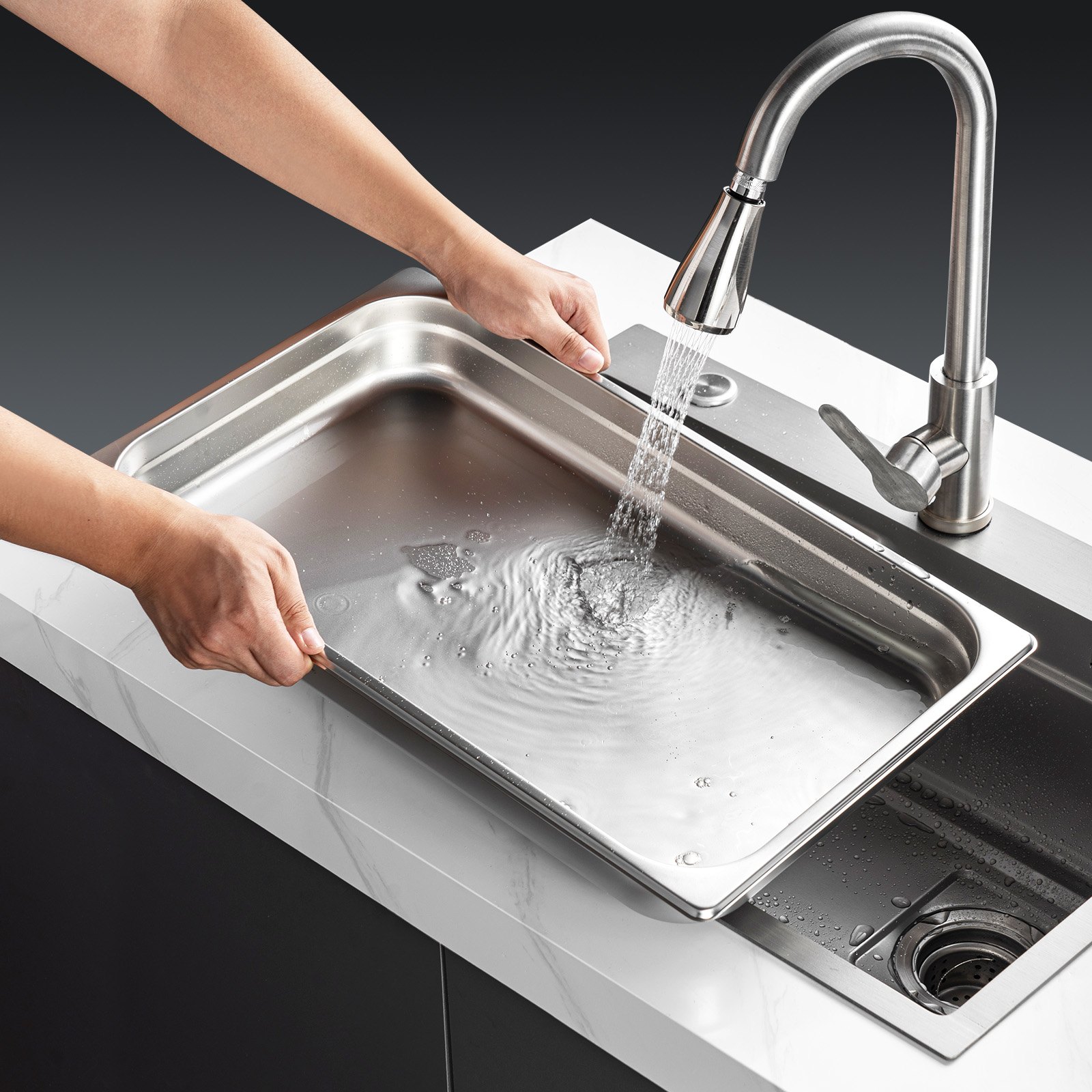 Set od 6 hotelskih GN posuda pune veličine, parne posude s funkcijom protiv zaglavljivanja, od nehrđajućeg čelika debljine 0,8 mm, komercijalne posude duboke 6,35 cm za restorane, catering, industriju i znanost - Slika 8