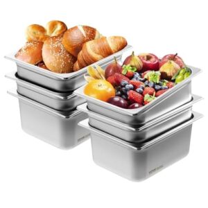 Set od 6 GN 1/2 posuda od nehrđajućeg čelika 325 × 266 × 148 mm – gastronorm plitice za kuhanje, čuvanje i posluživanje, idealne za buffet i ugostiteljstvo