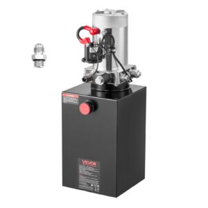 Hidraulični agregat kapaciteta 14,2 L, jednostruka pumpa za kiperske prikolice, maks. tlak 22 MPa i protok 3,4 L/min, 12 V DC s metalnim spremnikom, crna