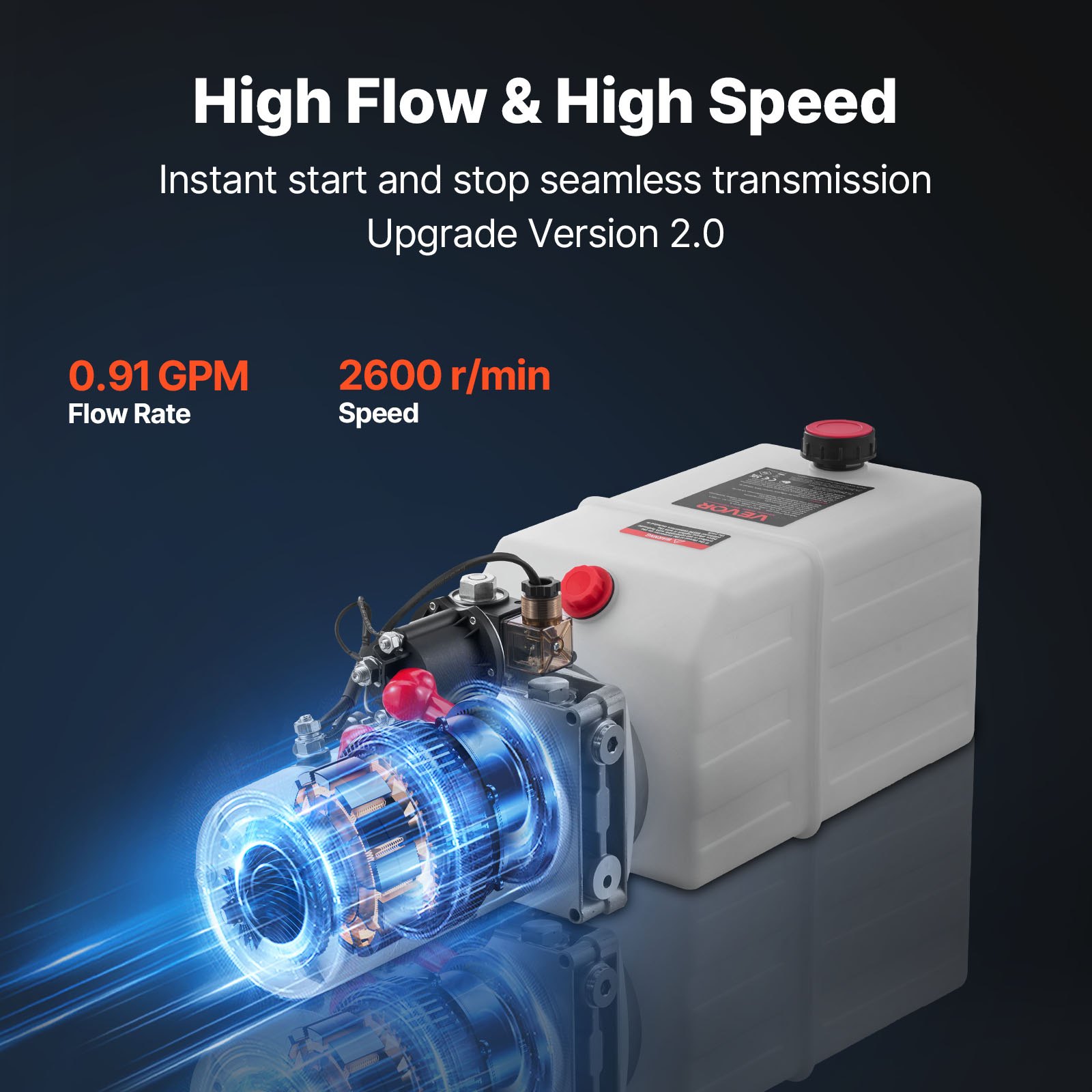 Hidraulični agregat od 6,6 L za kiper prikolicu, jednostrukog djelovanja, maks. tlak 22 MPa, protok 3,4 L/min, 12 V DC, metalni spremnik, bijeli - Slika 5