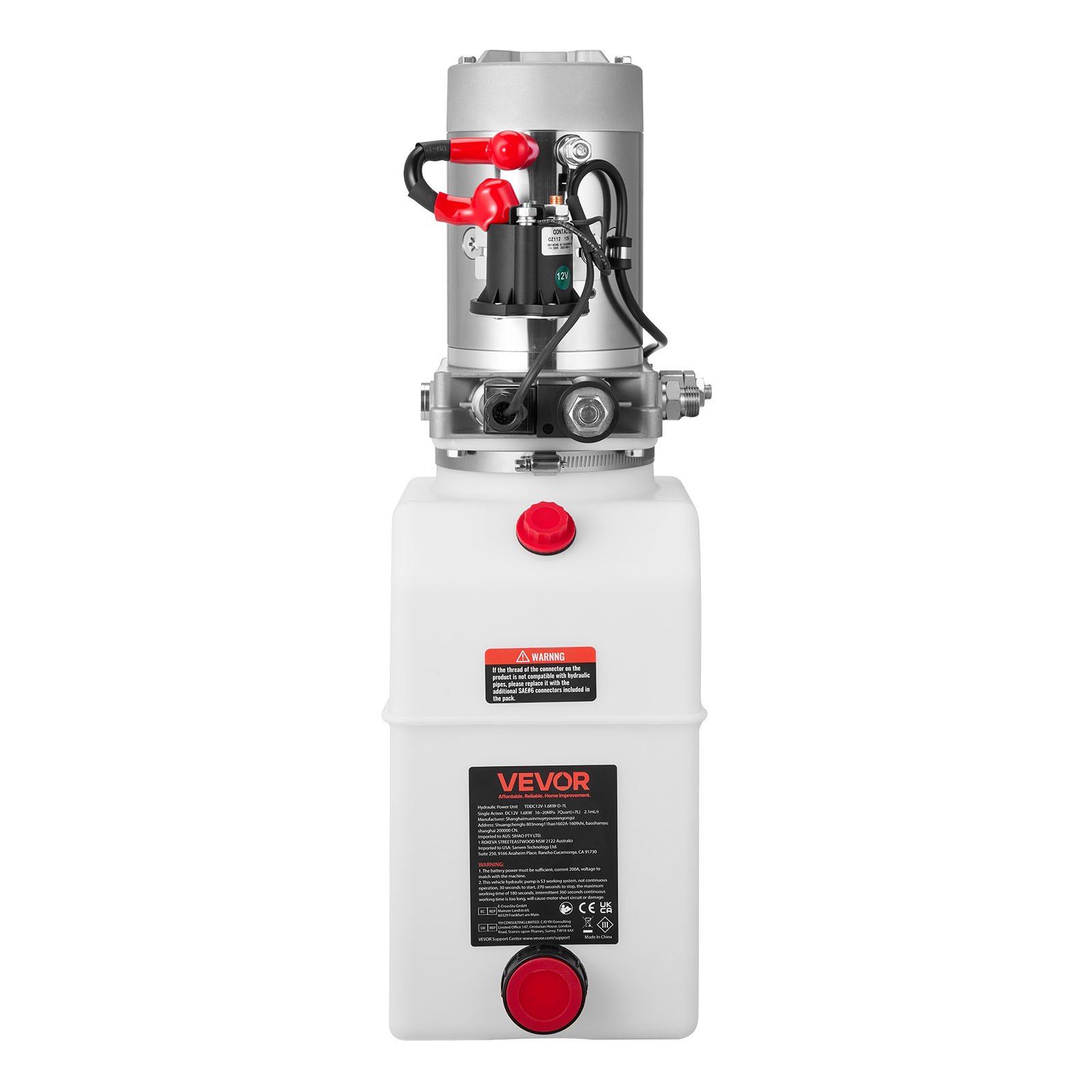 Hidraulični agregat od 6,6 L za kiper prikolicu, jednostrukog djelovanja, maks. tlak 22 MPa, protok 3,4 L/min, 12 V DC, metalni spremnik, bijeli - Slika 12