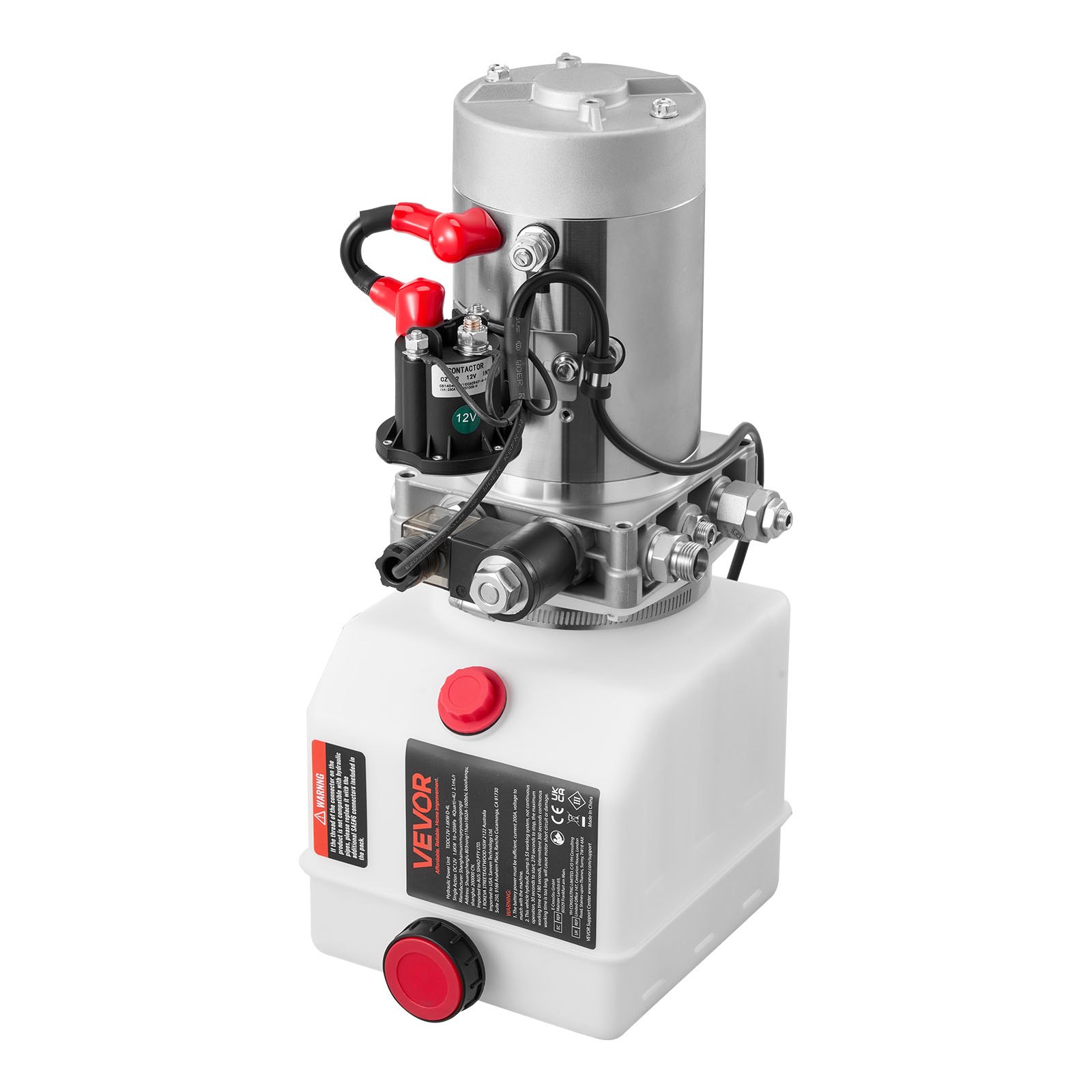 Hidraulični agregat 3,8 l za kiper prikolicu, jednostruko djelovanje, maks. tlak 22 MPa, protok 3,4 l/min, 12 V DC, metalni spremnik, bijela boja - Slika 10