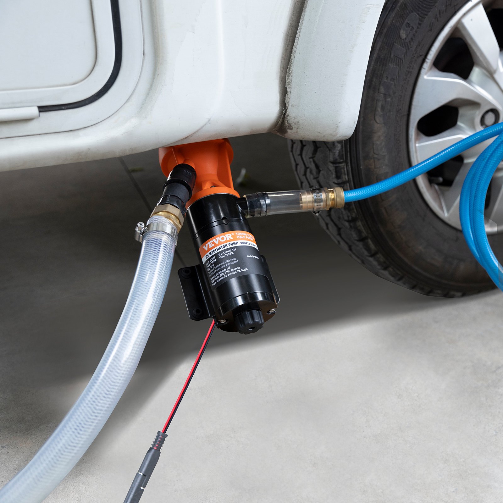 Prijenosna 12 V pumpa za otpadne vode (45 l/min) sa sjeckalicom, brzim priključkom, metalnom stezaljkom za crijevo i kabelom za napajanje – za kamper, brod i plovila - Slika 8