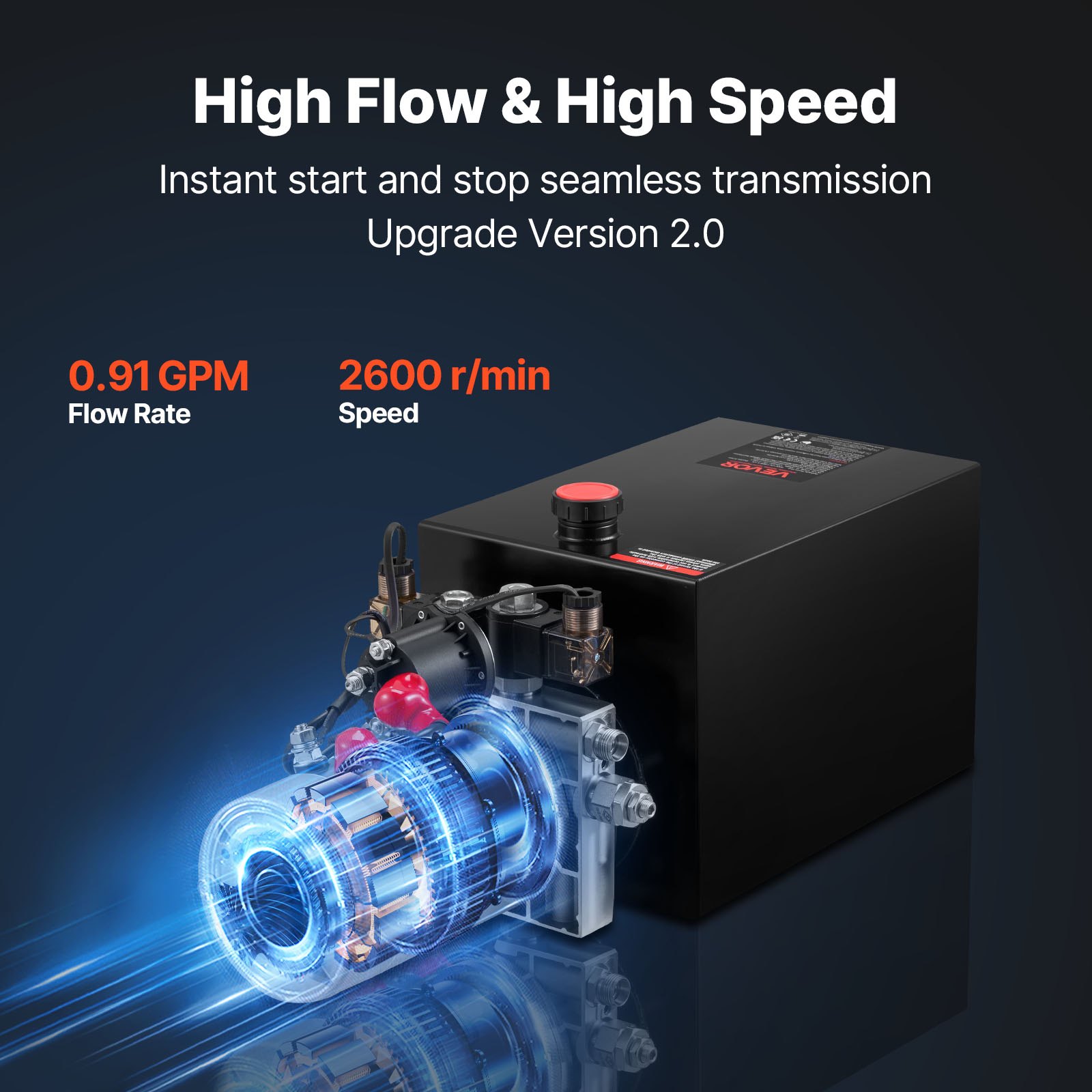 Dvoradni hidraulični agregat od 11,3 l za kiper prikolice, maks. tlak 22 MPa, protok 3,4 l/min, 12 V DC hidraulična pumpa s metalnim spremnikom, crna - Slika 5