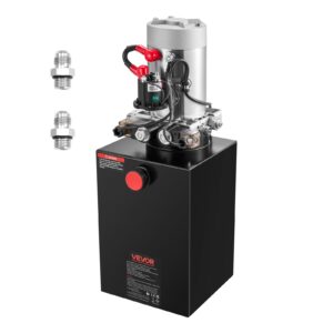 Dvoradni hidraulični agregat od 11,3 l za kiper prikolice, maks. tlak 22 MPa, protok 3,4 l/min, 12 V DC hidraulična pumpa s metalnim spremnikom, crna