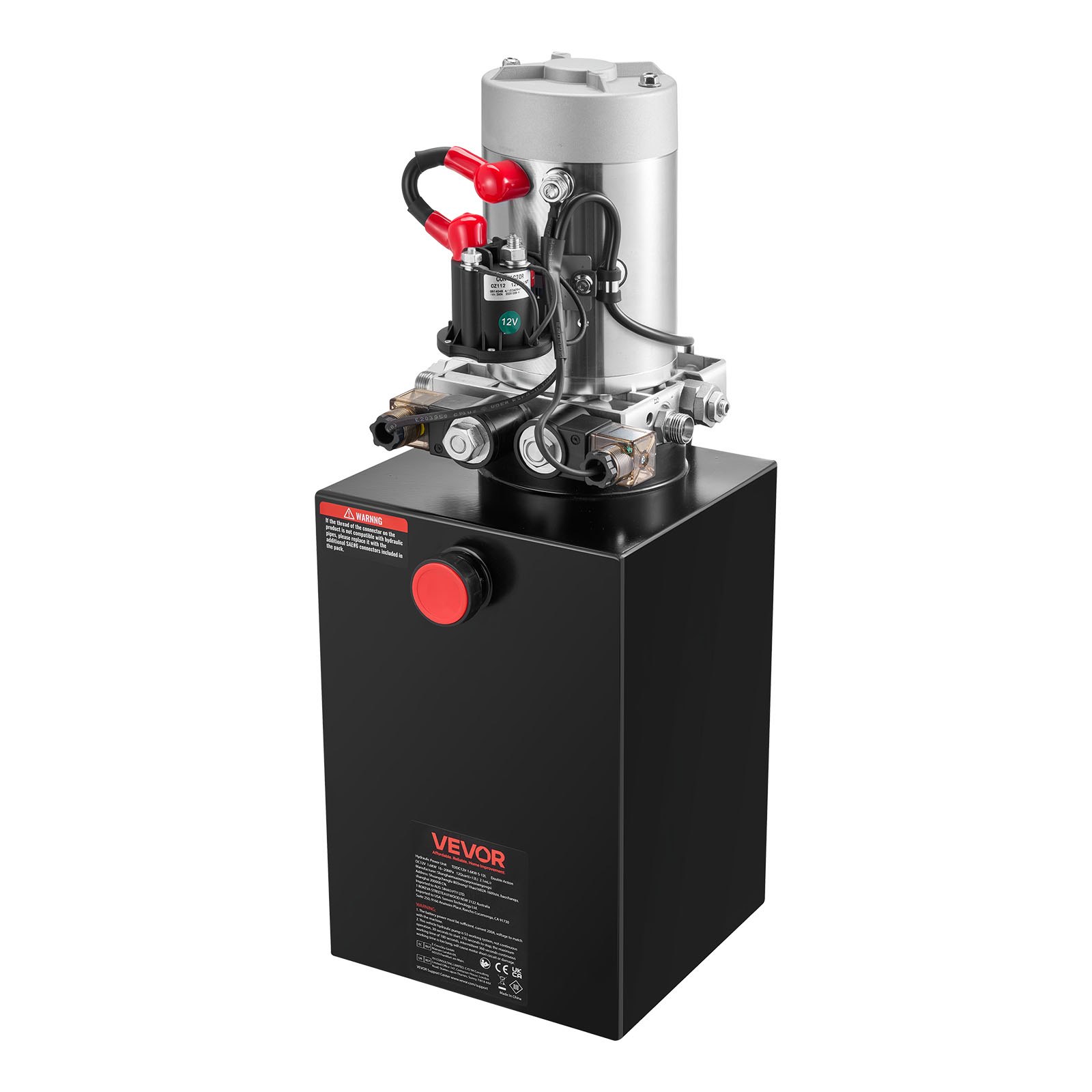 Dvoradni hidraulični agregat od 11,3 l za kiper prikolice, maks. tlak 22 MPa, protok 3,4 l/min, 12 V DC hidraulična pumpa s metalnim spremnikom, crna - Slika 10