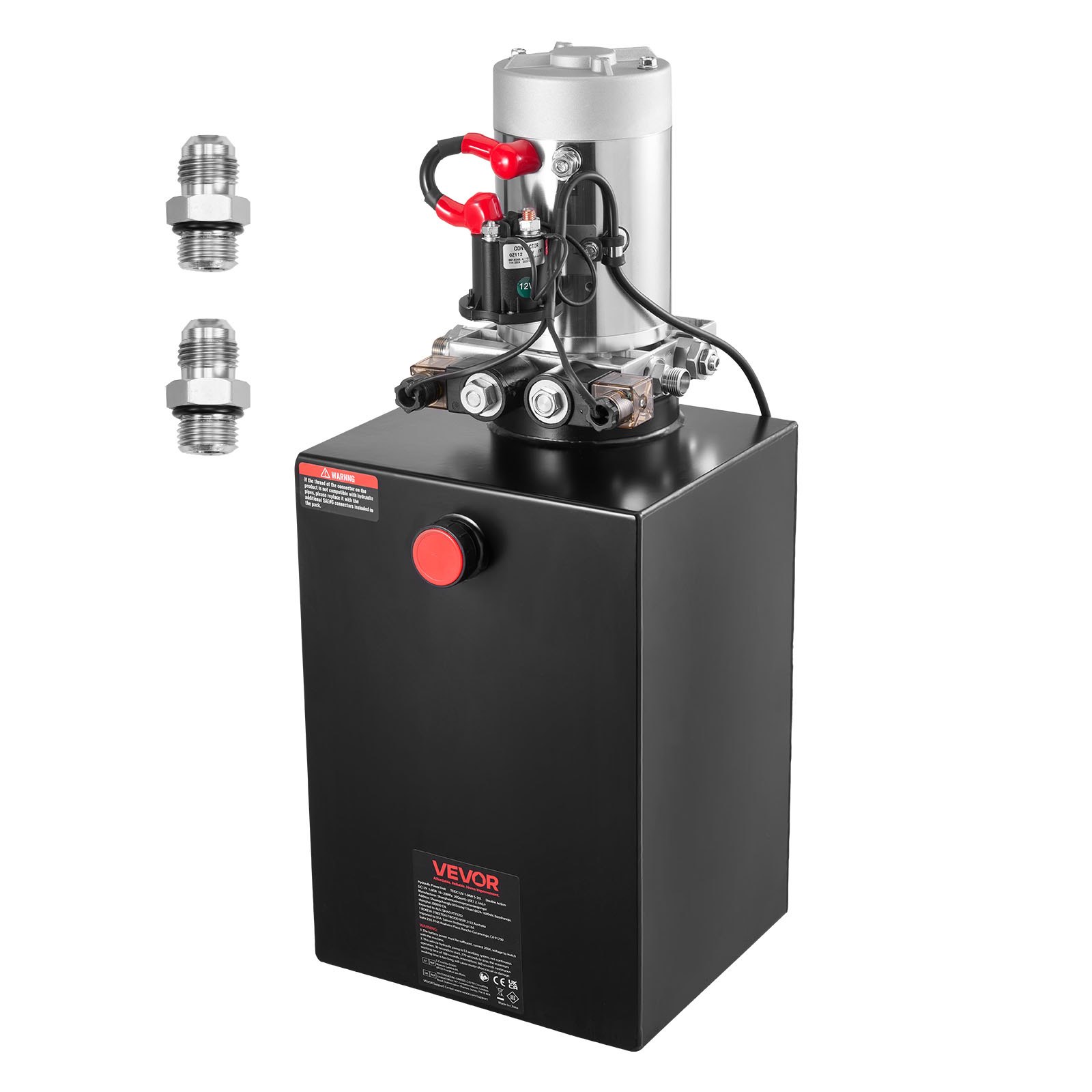 Hidraulična jedinica od 19 l, dvostrukog djelovanja, maks. tlak 22 MPa i protok 3,4 l/min, 12 V DC hidraulična pumpa s metalnim spremnikom za kiper-prikolice, crna