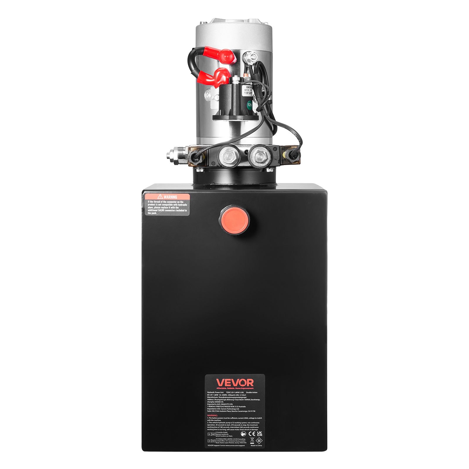 Hidraulična jedinica od 19 l, dvostrukog djelovanja, maks. tlak 22 MPa i protok 3,4 l/min, 12 V DC hidraulična pumpa s metalnim spremnikom za kiper-prikolice, crna - Slika 12