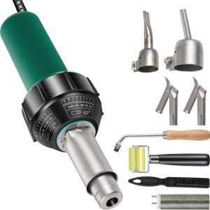 Aparat za zavarivanje plastike vrućim zrakom 1600 W, PVC pištolj 40–60 °C, s 4 zamjenske mlaznice, nožem za utore i crijevom od 3 m