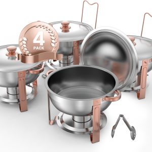 Set chafing posuda za bife, nehrđajući čelik, 4,7 l, 4 komada, rose gold